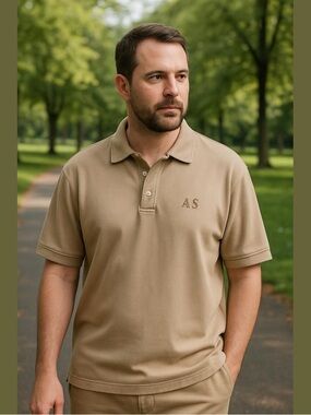 Acne Studios Men’s Beige Cotton-Pique Oversized Short-Sleeve Polo Shirt